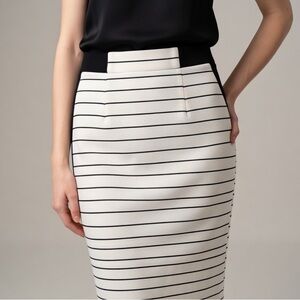 NINE WEST size 6 Elegant Black and White Striped Skirt